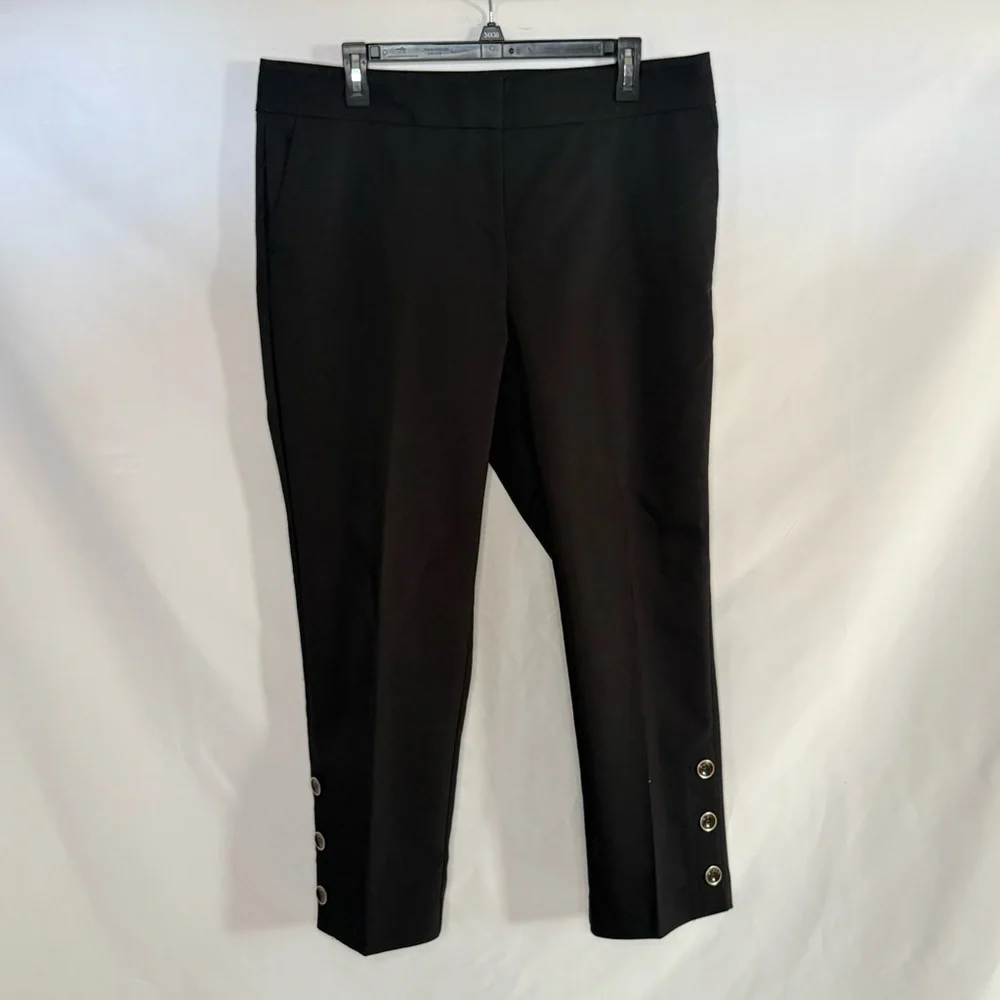 Ann Taylor Black Sailor Button Ankle Pants Size 12 EUC